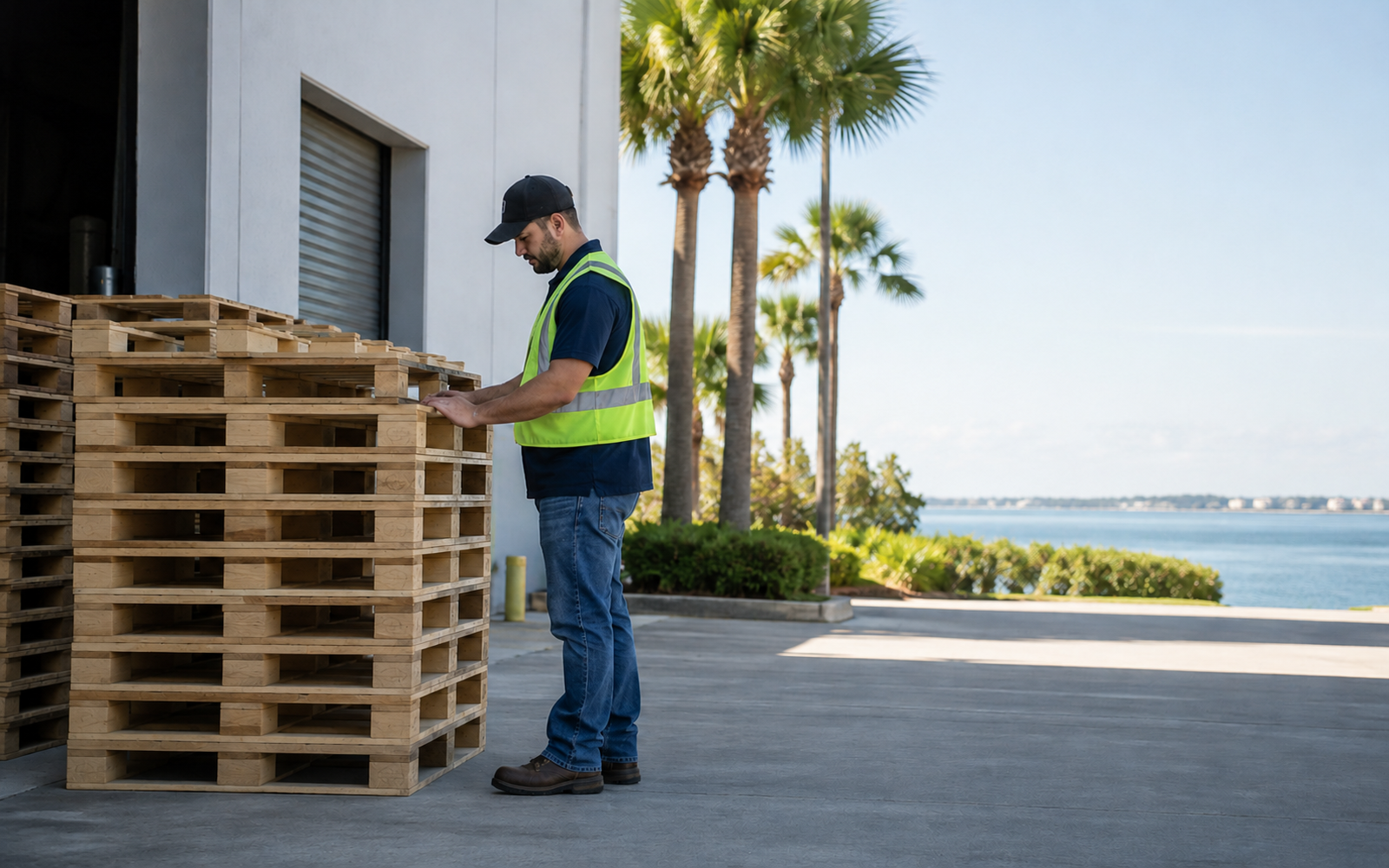 Wooden pallets stacked for supply planning